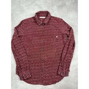 Obey Shirt Womens Medium Red Plaid Long‎ Sleeve Button Up Flannel Pocket Cotton